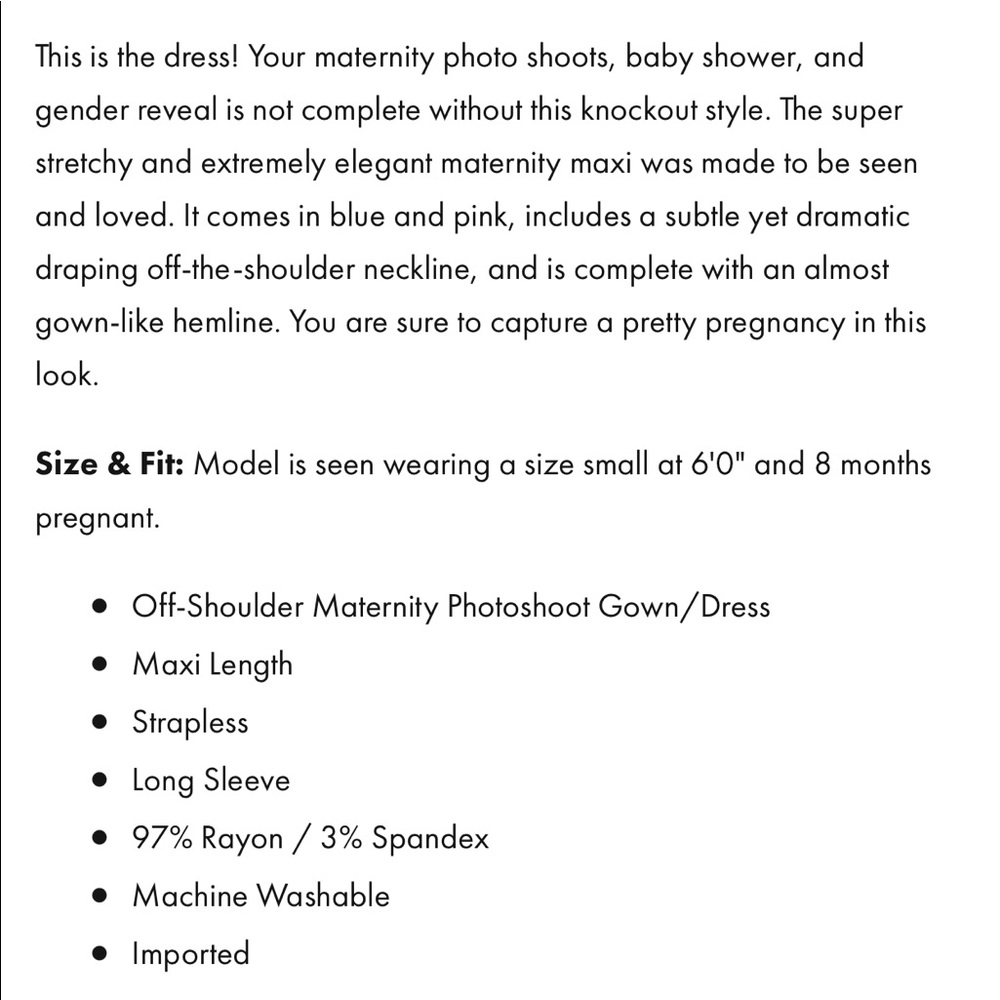 NWT! Motherhood Maternity Off the shoulder maternity gown (photo shoot dress) - Picture 3 of 7